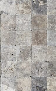 Kostka trawertynowa Ash przy wejściu, 10x10 cm, rustykalny styl