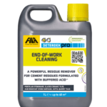 Butelka DETERDEK Pro 1 litr, profesjonalnego środka do usuwania resztek cementu i zabrudzeń z różnych powierzchni, takich jak płytki ceramiczne, kamień czy cotto.