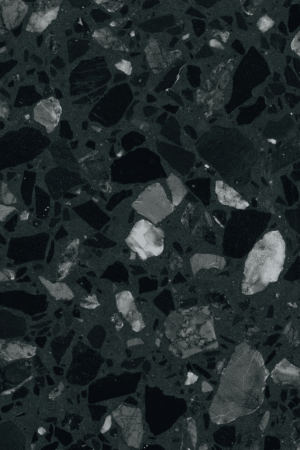 Zdjęcie płytek lastryko MILLENNIUM terrazzo w czarnej tonacji z wyrazistymi drobinkami w odcieniach szarości i bieli, idealnych do ekskluzywnych wnętrz mieszkalnych i komercyjnych.