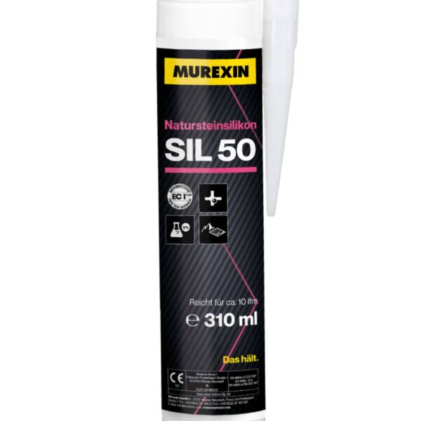 Silikon MUREXIN SIL 50 do uszczelniania kamienia naturalnego – bezpieczny dla marmuru, odporny na warunki atmosferyczne